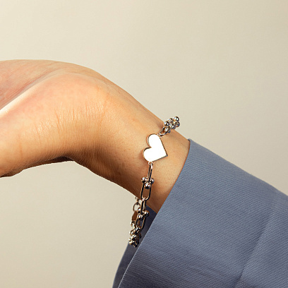 Браслет "Сердечко" в белом золоте б05665 №5