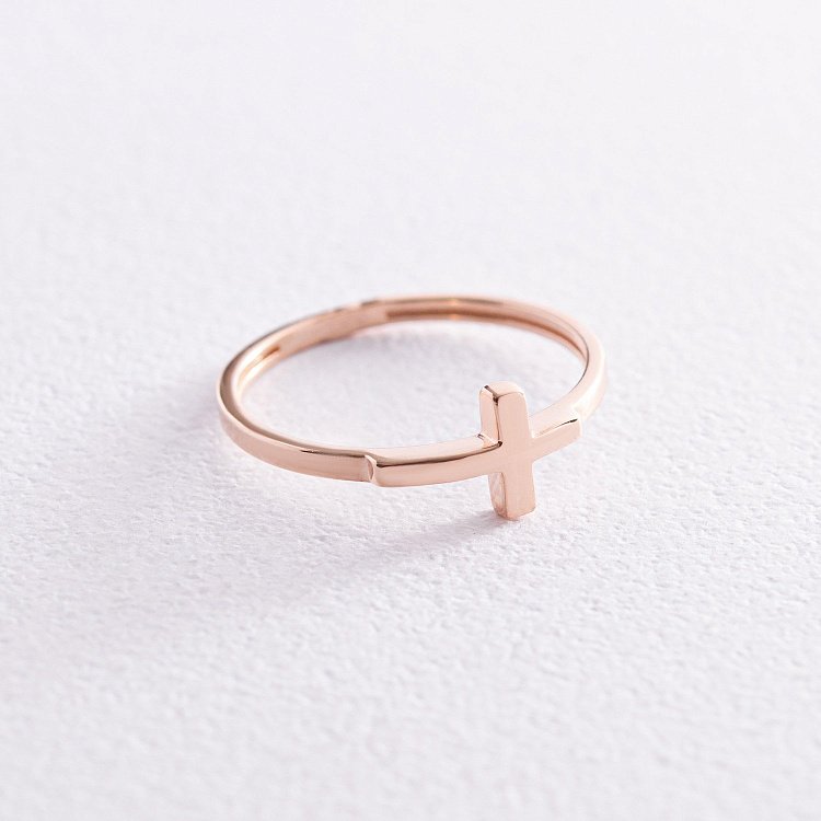 Кольцо "Крестик" в красном золоте к06984 от ювелирного магазина Оникс