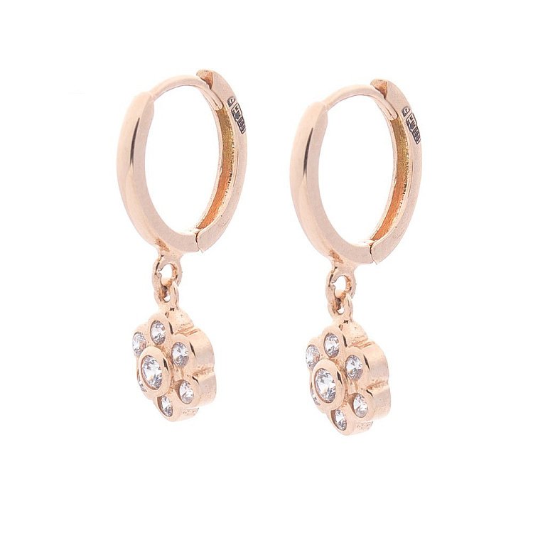 Золоті дитячі сережки з фіанітами с04808 від ювелірного магазину Онікс - 1