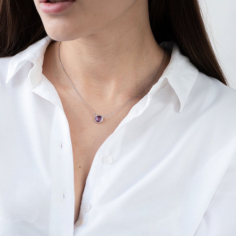 Срібне кольє (аметист) 18829 від ювелірного магазину Онікс - 1