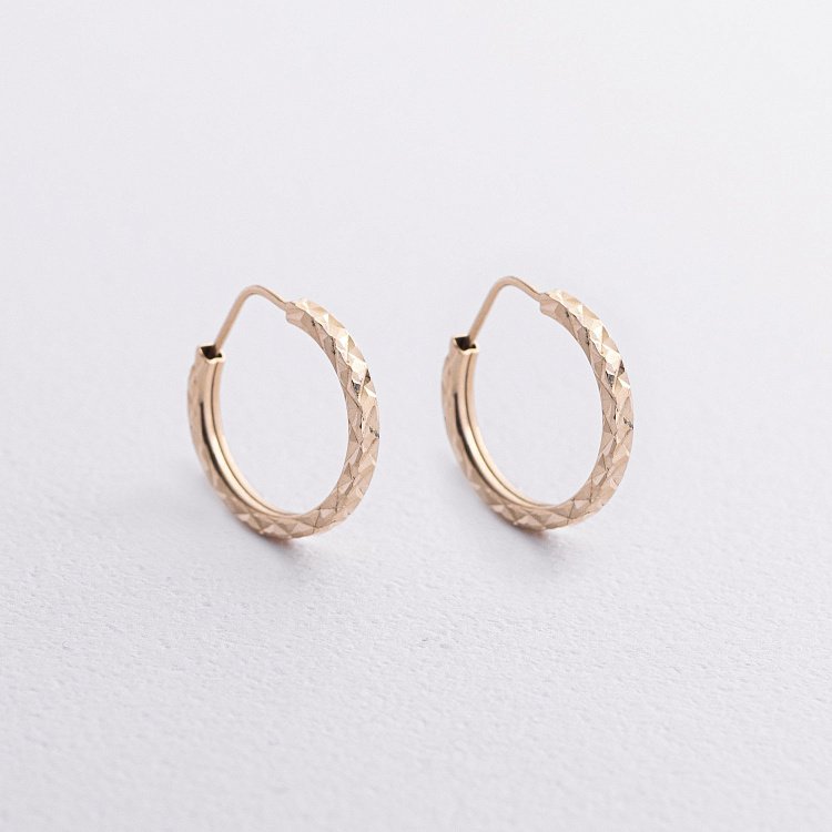 Сережки - кільця в жовтому золоті (1.2 см) с07307 від ювелірного магазину Онікс - 1