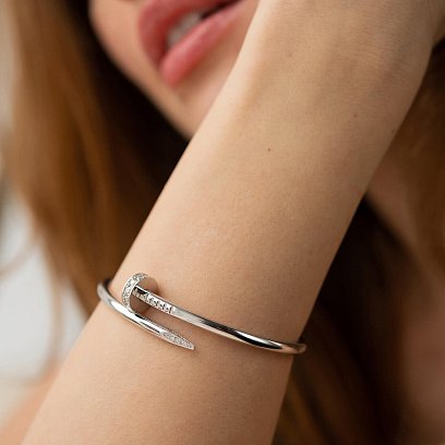 Жорсткий браслет "Цвях" з діамантами (біле золото) 522061121 №2