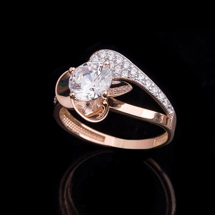 Помолвочное кольцо с фианитами к04237 от ювелирного магазина Оникс - 5