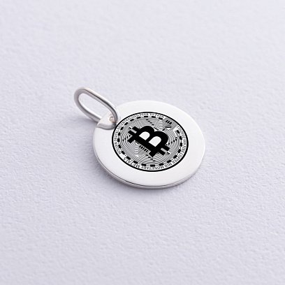 Срібний кулон "Біткойн" 132722би