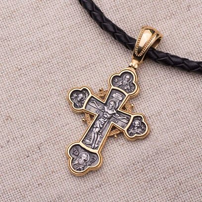 Серебряный крест "Распятие Христово с предстоящими. Архангел Михаил" 132227 №8