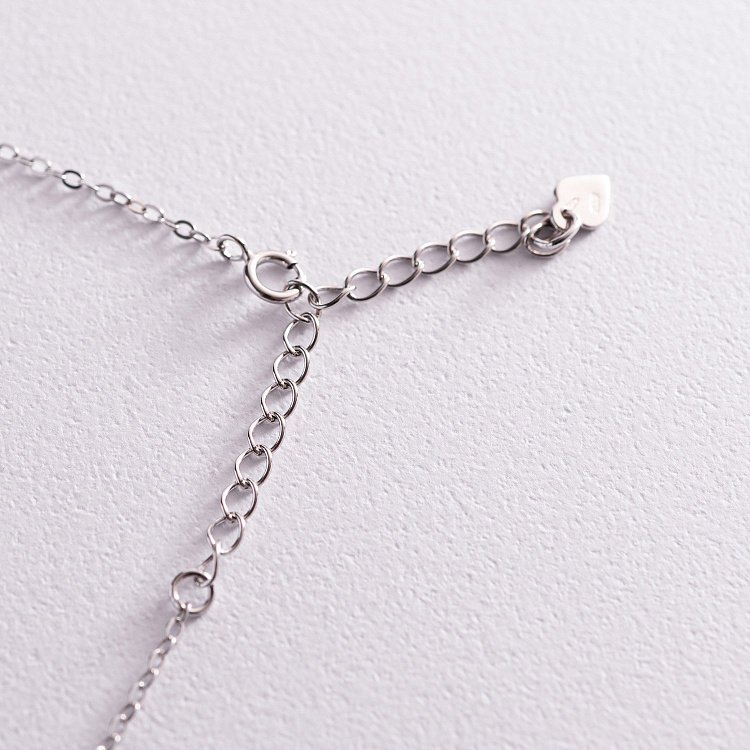 Серебряное колье с фианитом 18558 от ювелирного магазина Оникс - 4