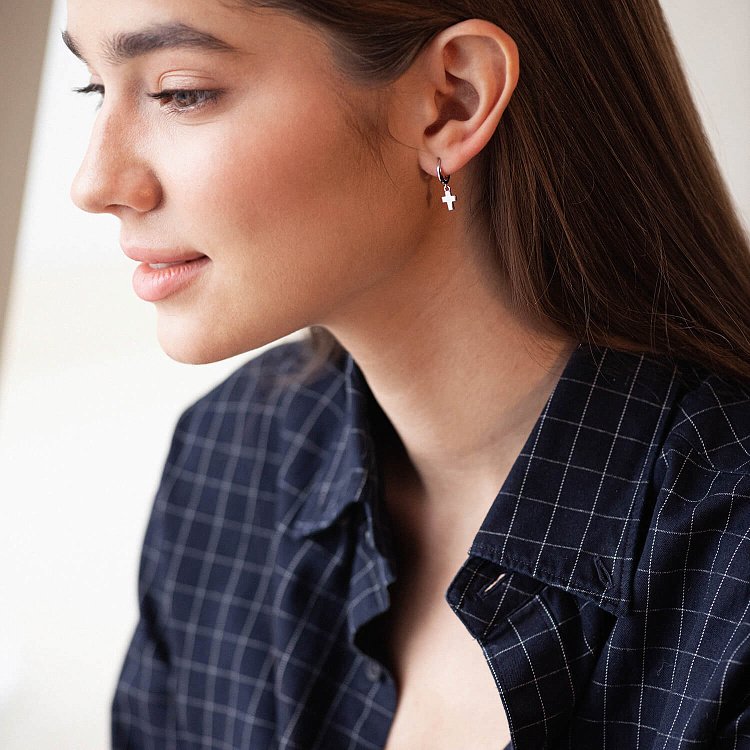 Золоті сережки "Хрестики" с04414 від ювелірного магазину Онікс - 2