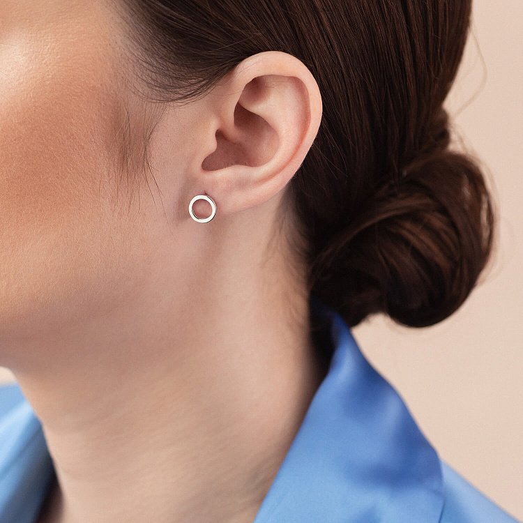 Сережки - пусети "Кругообіг" у білому золоті с08305 від ювелірного магазину Онікс - 3