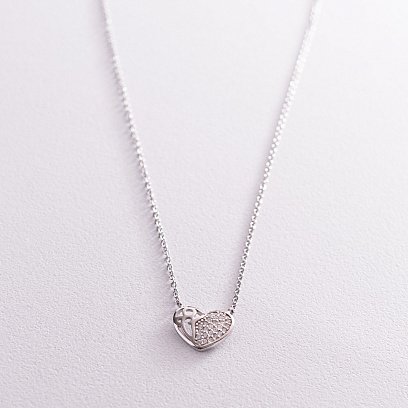 Срібне кольє "Сердечко" з фіанітами 181181