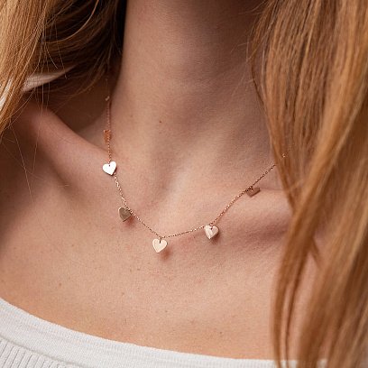 Золоте кольє з сердечками кол01443 №3