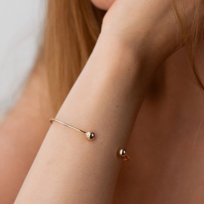 Жорсткий браслет "Кульки" (жовте золото) б05475 №5