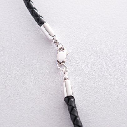 Шкіряний шнурок з гладкою срібною застібкою (4 мм) 18422 №2