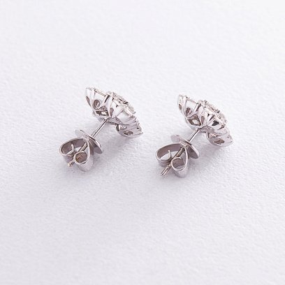 Золотые серьги - пусеты "Клевер" с бриллиантами сб0691cha №3