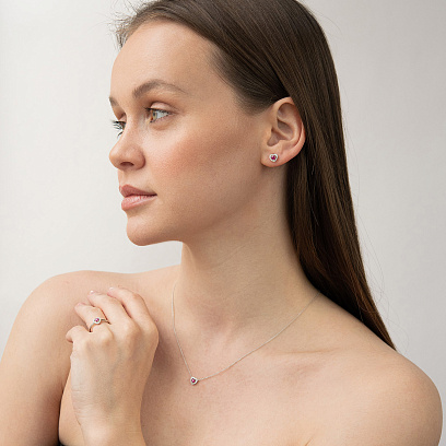 Золоте кольє "Сердечко" (діаманти, рубін) колб0161ca №2