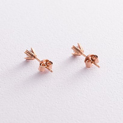 Золотые серьги - пусеты с фианитами с06149 №3