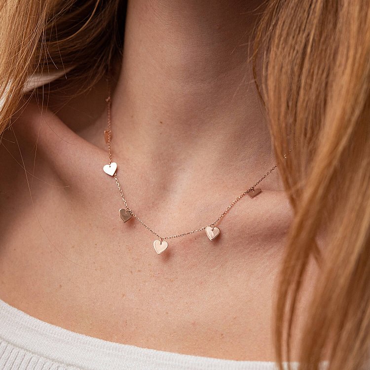 Золоте кольє з сердечками кол01443 від ювелірного магазину Онікс - 2