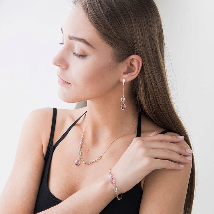 Золотой браслет с натуральными камнями б01710 от ювелирного магазина Оникс - 4