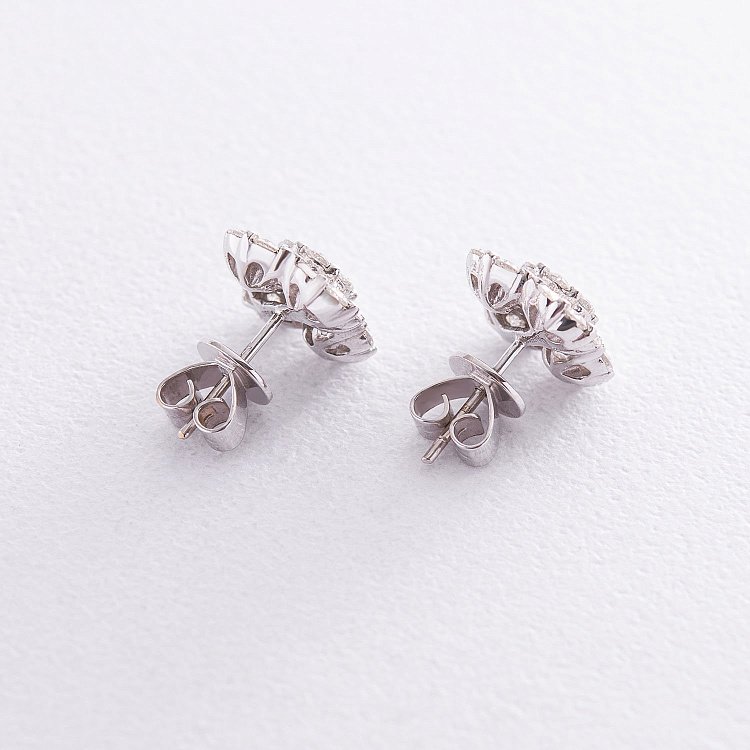 Золотые серьги - пусеты "Клевер" с бриллиантами AR5793A-echa от ювелирного магазина Оникс - 2