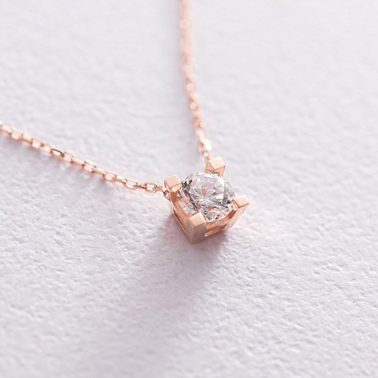 Золоте кольє з фіанітом кол01489 від ювелірного магазину Онікс - 2