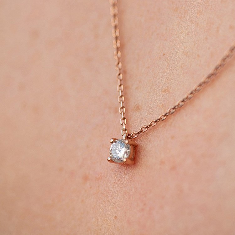 Золоте кольє з одним каменем (діамант) колб0113di від ювелірного магазину Онікс - 3