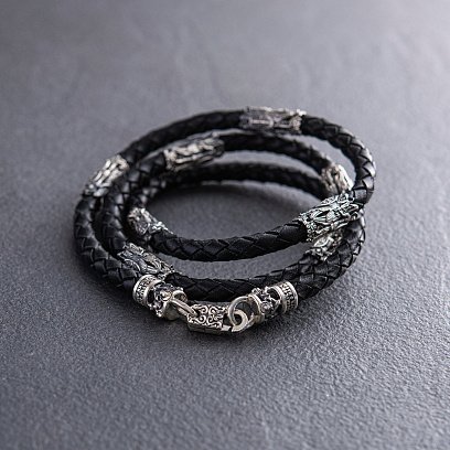 Кожаный шнурок с серебряной застежкой 535