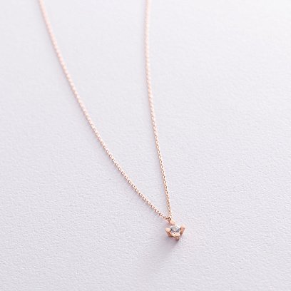 Золотое колье с одним фианитом кол01965