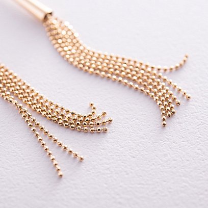 Сережки "Мрійливість" у жовтому золоті (фіаніти) с07971 №4