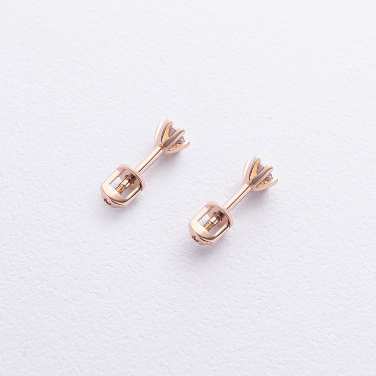 Золоті сережки - пусети  з фіанітами с09241 від ювелірного магазину Онікс - 2