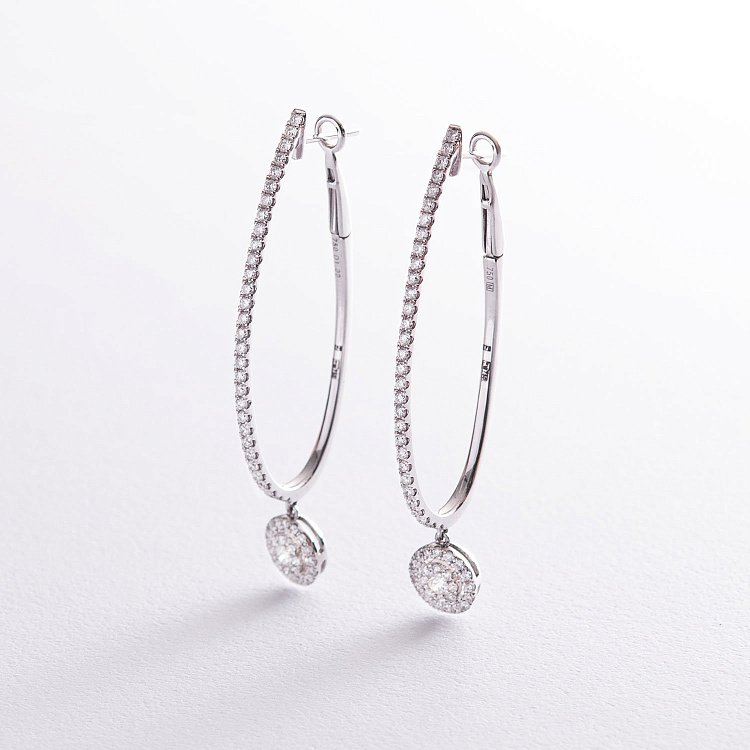 Серьги в белом золоте с бриллиантами сб0027mi от ювелирного магазина Оникс