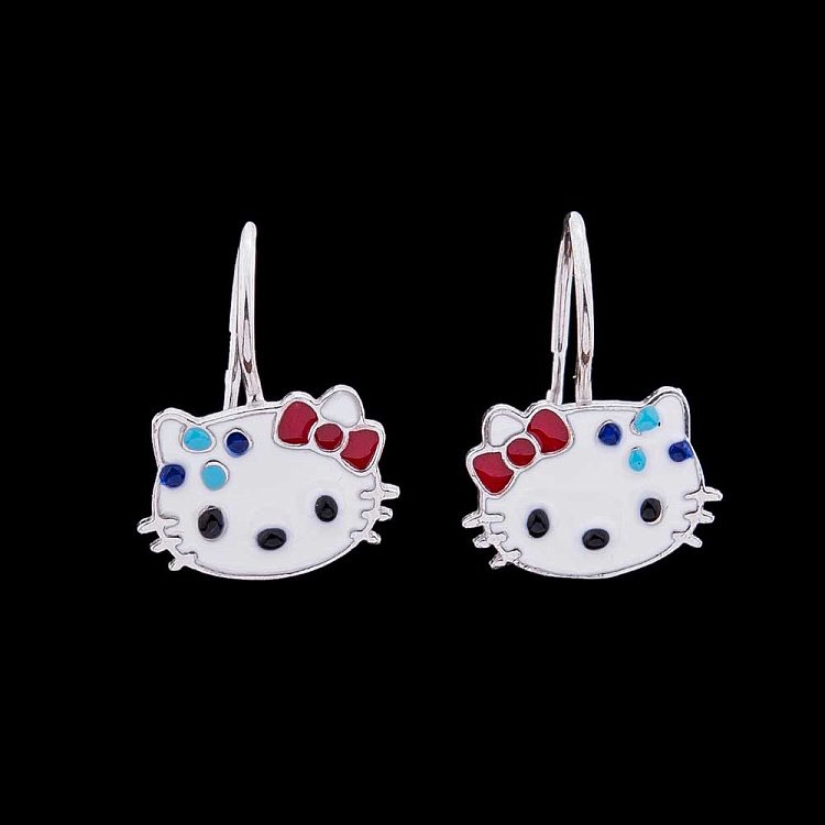 Серьги детские Hello Kitty (эмаль) 121778к от ювелирного магазина Оникс - 2