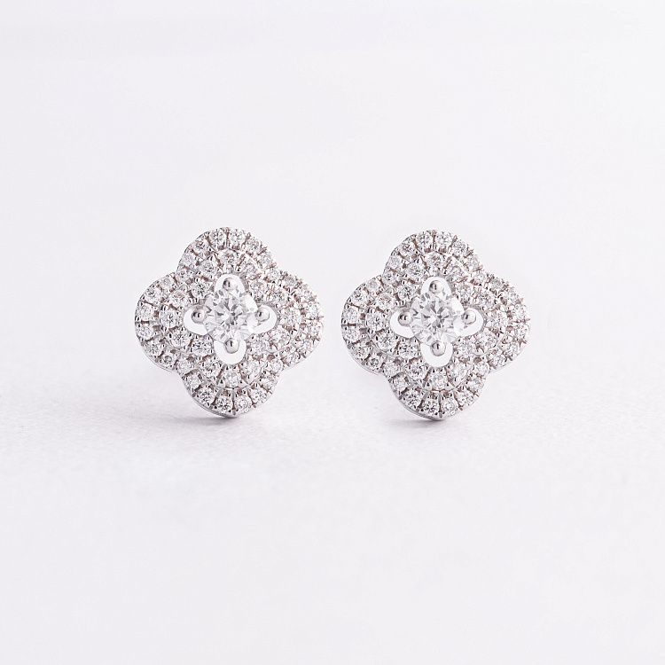 Золоті сережки - пусети "Конюшина" з діамантами сб0637ca від ювелірного магазину Онікс