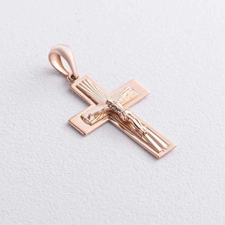 Золотой крестик "Распятие" п04099 от ювелирного магазина Оникс