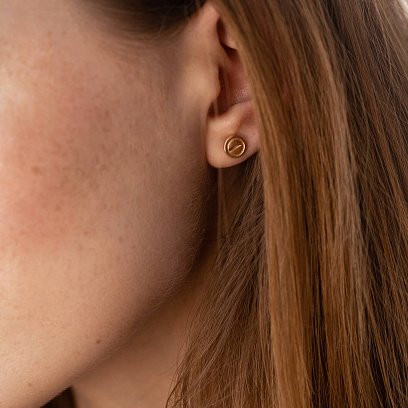 Сережки - пусети "Love" у червоному золоті с07731 №5