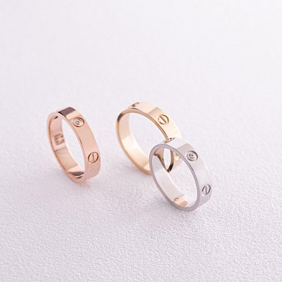 Кольцо "Love" в желтом золоте (фианиты) к07139 №11