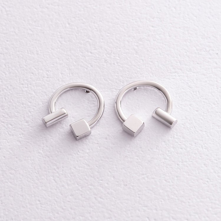 Серьги - пусеты "Дарси" в белом золоте с08317 от ювелирного магазина Оникс - 1