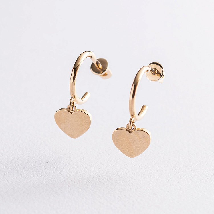 Золоті сережки - пусети "Сердечка" с07393 від ювелірного магазину Онікс