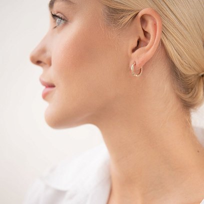 Золотые серьги-кольца с фианитами с06101 №2