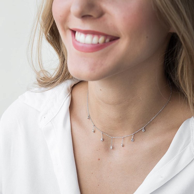 Срібне кольє "Краплі" з фіанітами 18666 від ювелірного магазину Онікс