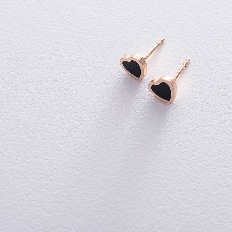 Золоті сережки "Сердечка" (емаль) с06504 від ювелірного магазину Онікс - 3