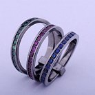 Оксидированное тройное кольцо с цветными фианитами к02637 от ювелирного магазина Оникс - 6