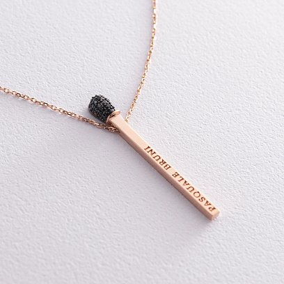 Золотое колье "Спичка" (черные фианиты) кол01468 №8