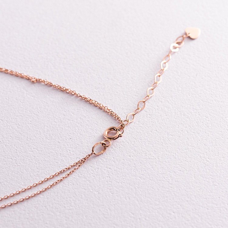 Двойное золотое колье - галстук с фианитами кол02098 от ювелирного магазина Оникс - 5