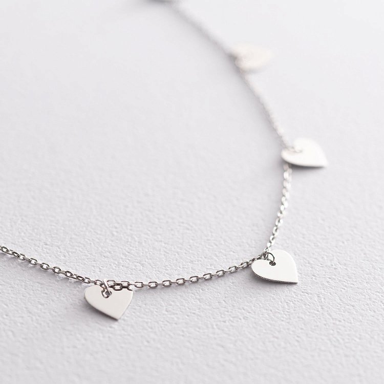 Кольє "Сердечка" в білому золоті кол01450 від ювелірного магазину Онікс - 4