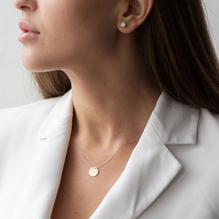 Кольє "Монетка" в жовтому золоті (можливе гравіювання) кол01700 від ювелірного магазину Онікс - 1