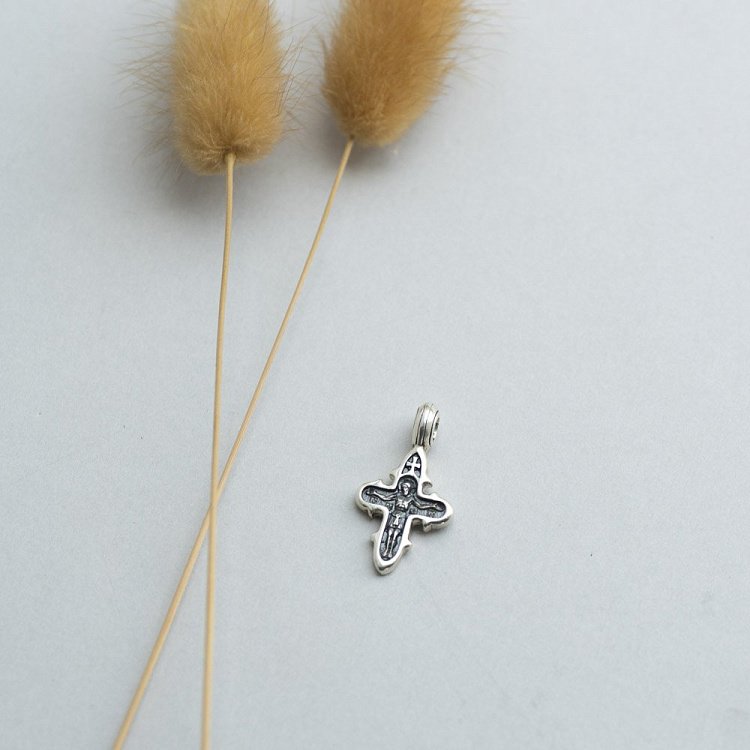 Срібний хрестик з розп'яттям (чорніння) 131726 від ювелірного магазину Онікс - 4