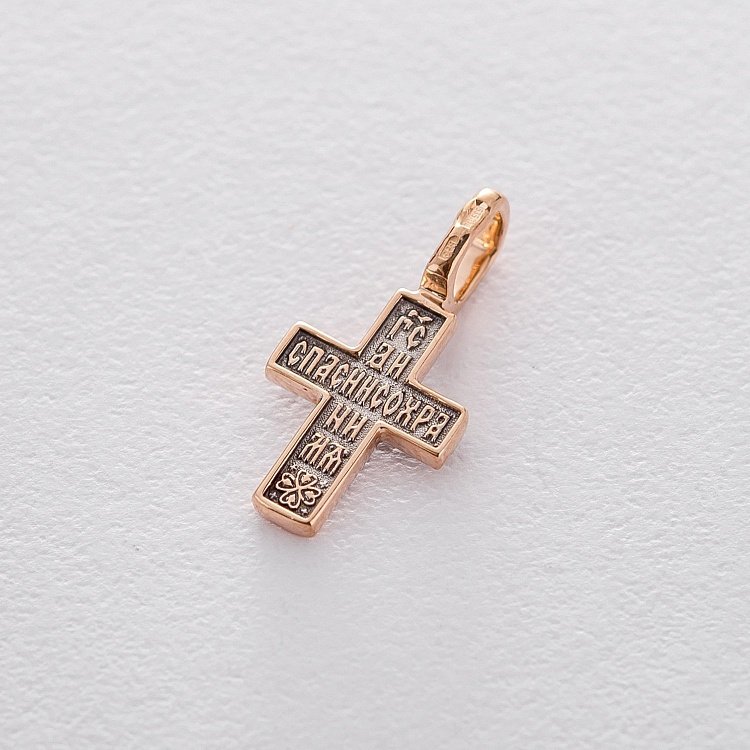 Золотий православний хрест "Розп'яття. Молитва "Спаси і збережи" п01826 від ювелірного магазину Онікс - 1