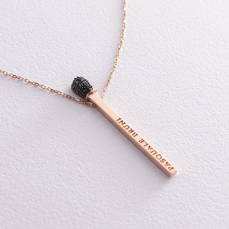 Золотое колье "Спичка" (черные фианиты) кол01468 от ювелирного магазина Оникс - 7