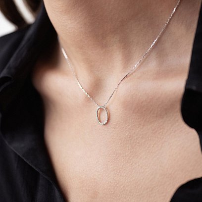 Золоте кольє з літерою "О" з діамантами 133931121 №8