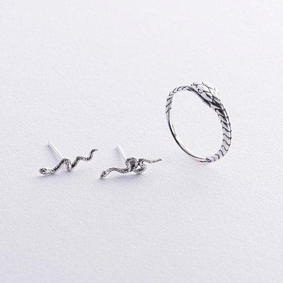 Срібна каблучка "Змій Уроборос" 112553 №2