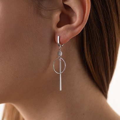 Серьги "Геометрия" в белом золоте с08153 №6